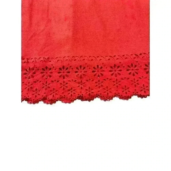 By & By Red Faux Suede Shift Dress Girls 10 Laser Cut Hem - Picture 3 of 5